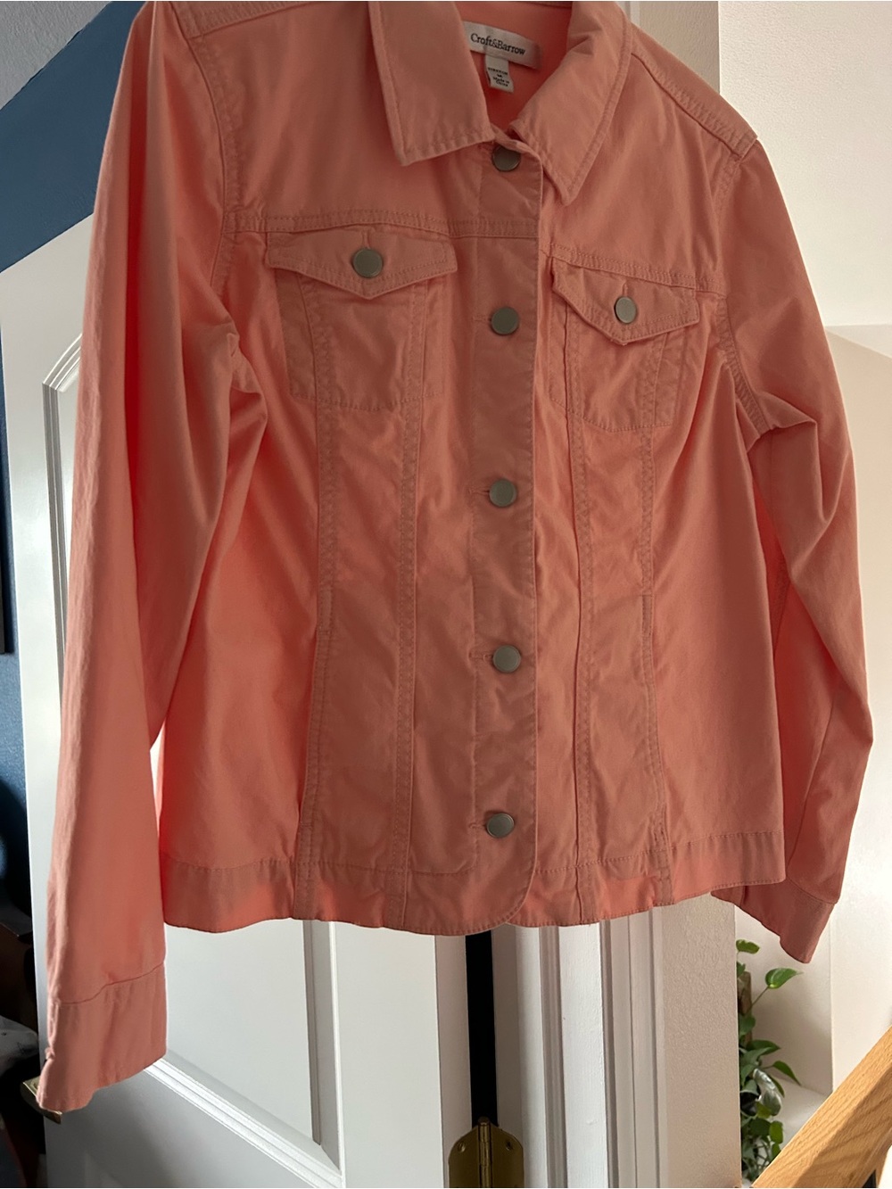 croft & barrow Coral-Peach Button-Front Jean Jacket